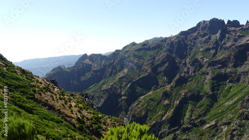 Green mountains peak in Madeira island Portugal