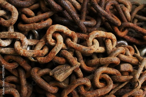 Rusted metal chains abstract picture