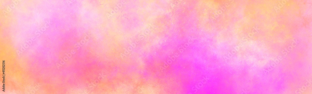 Abstract Pink and yellow water color banner background . Colorful smooth illustration