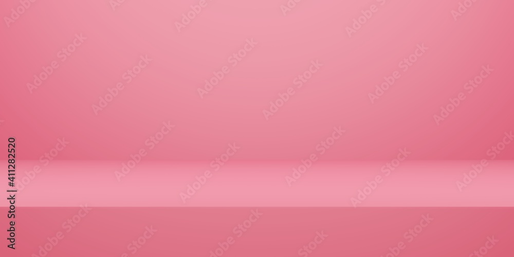 Fototapeta premium 3D illustration of pink empty studio room, product background, template mockup for valentine's day display. love concept