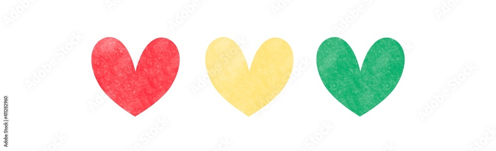 Heart red , yellow and green color illustration isolated on white background