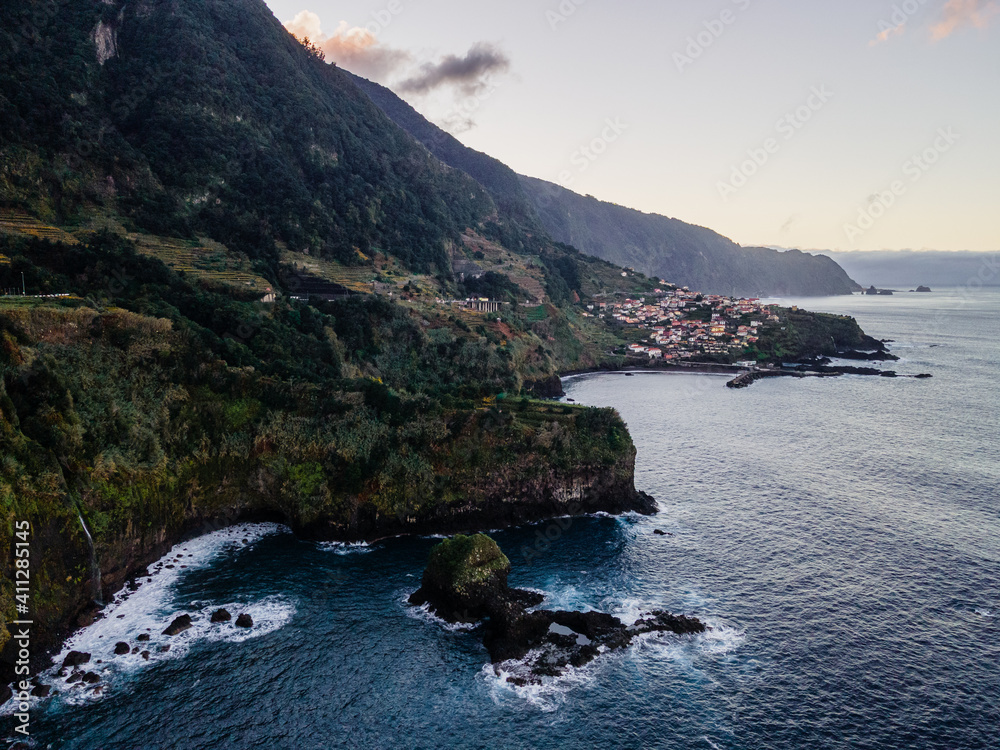 Outstanding rocks in the sea on the coast of Madeira Island