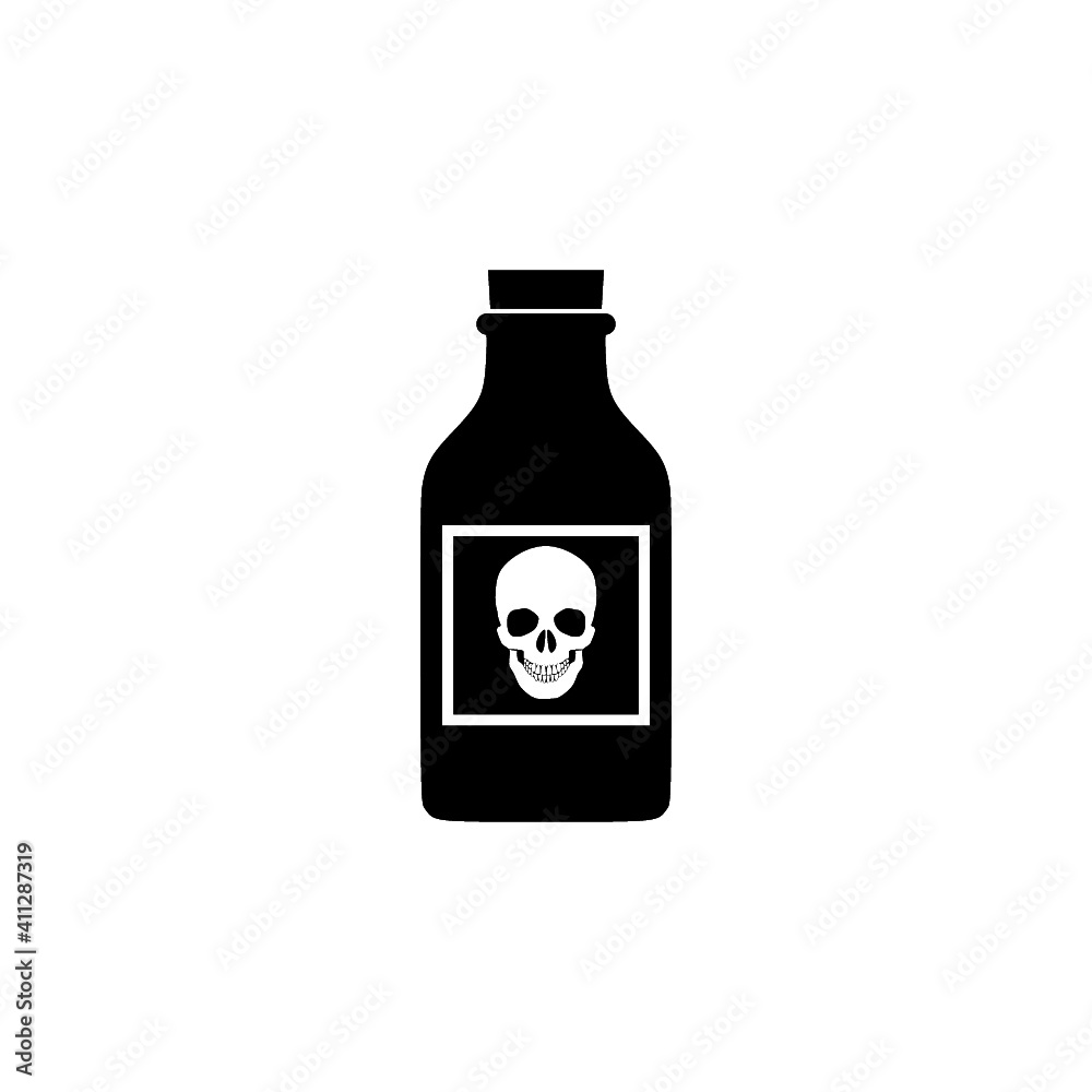 Flat poison bottle icon isolated on white background Flat poison bottle icon isolated on white background