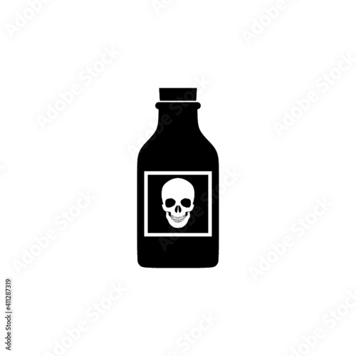 Flat poison bottle icon isolated on white background