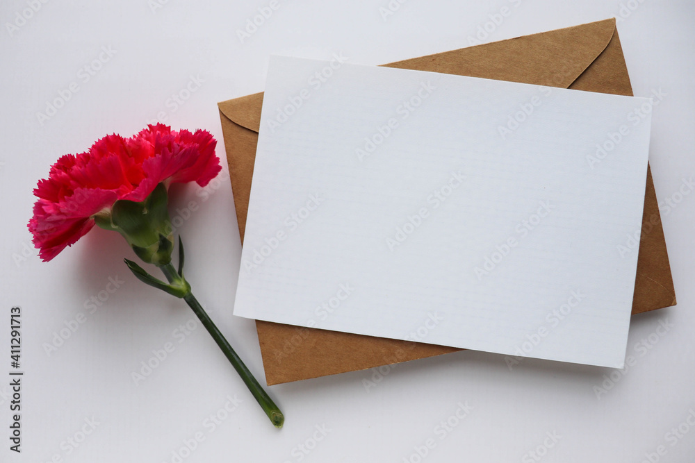 mockup greeting card. flowers and an envelope. space for text mockup greeting card. flowers and an envelope. space for text