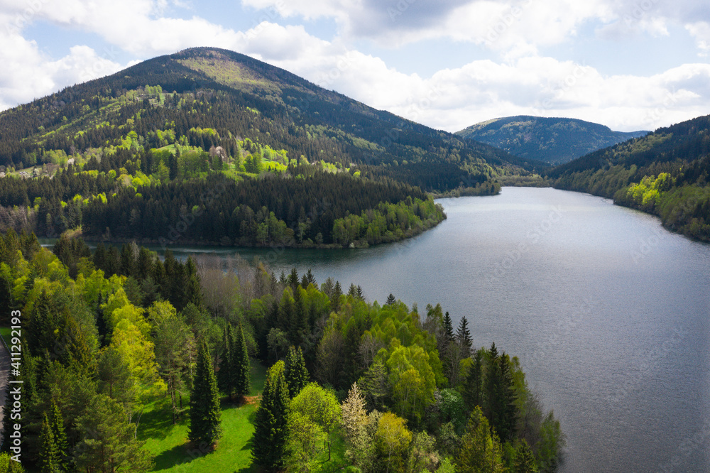 Water dam in Czech Republic landscape in spring