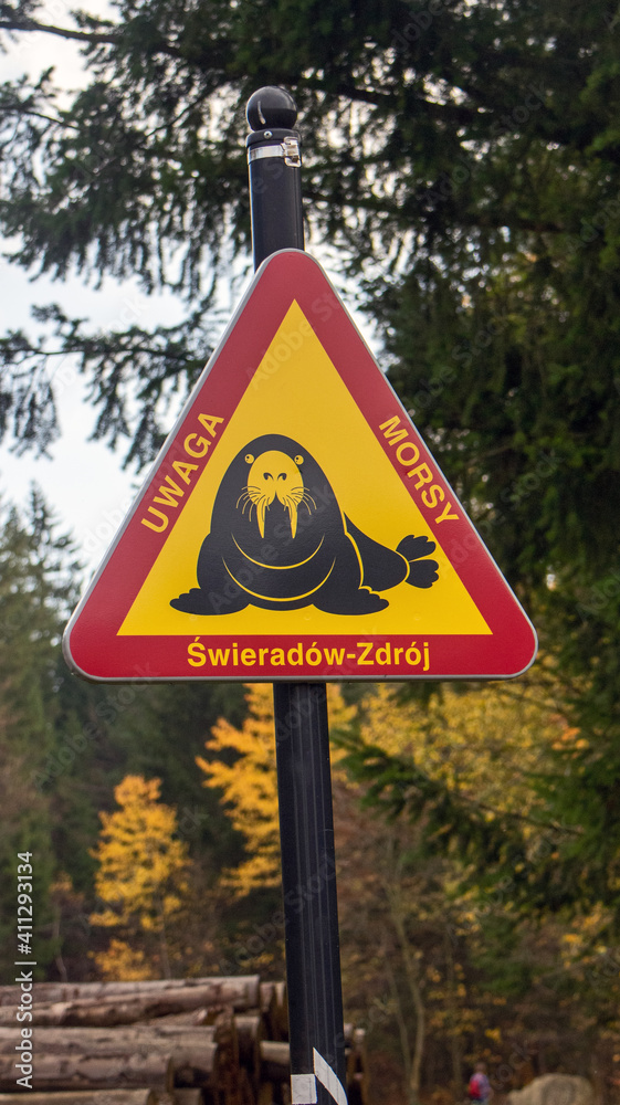 witzige Walross Straßenschild.funny walrus road sign witzige Walross Straßenschild.funny walrus road sign