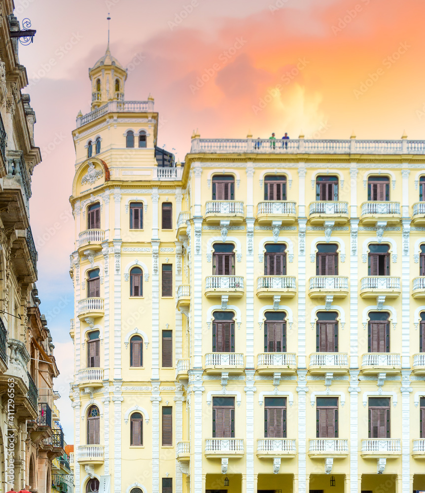 Colonial Buildings in Plaza Vieja in Old Havana, Cuba