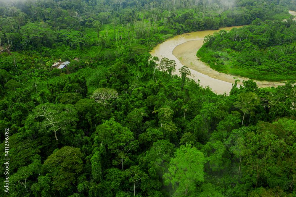 Rio Villano in the ecuadorian amazon rainforest