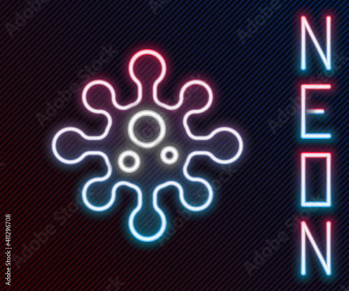 Glowing neon line Virus icon isolated on black background. Corona virus 2019-nCoV. Bacteria and germs, cell cancer, microbe, fungi. Colorful outline concept. Vector Illustration.