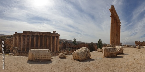 Fotografie Baalbek, Lebanon - October 2020: Historic temple and monument in Baalback Bekaa area