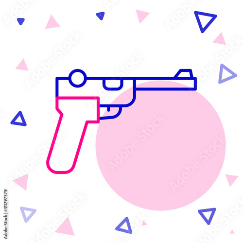 Line Mauser gun icon isolated on white background. Mauser C96 is a semi-automatic pistol. Colorful outline concept. Vector.