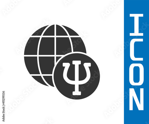 Grey Psychology icon isolated on white background. Psi symbol. Mental health concept, psychoanalysis analysis and psychotherapy. Vector.