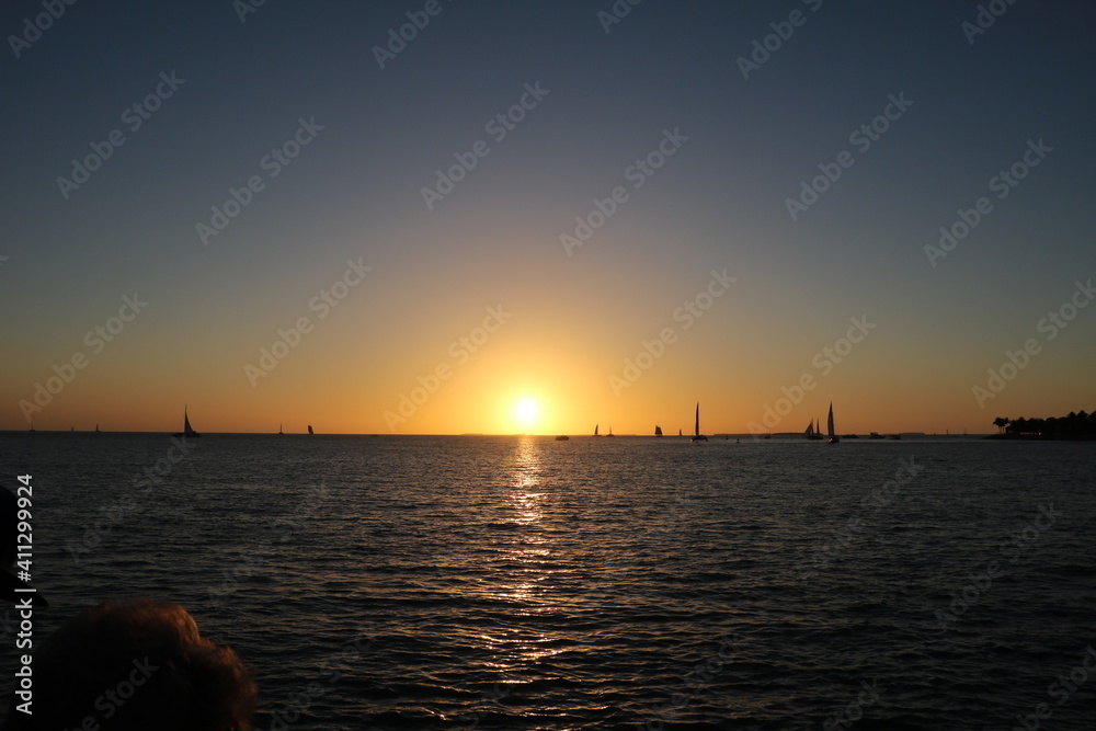 Sunset at Mallory Square in Key West, Florida USA