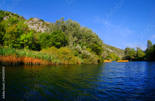 Summer landscape of Cetina river near Omis, Croatia, Europe