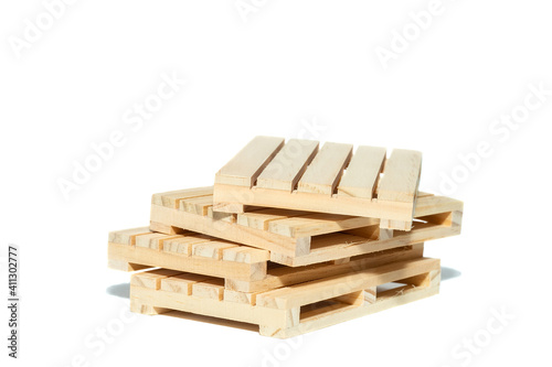 empty wooden pallet isolated on white background..