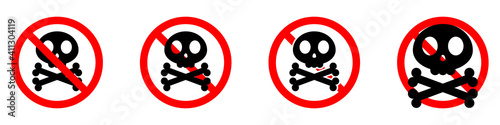 Stop sign with skull and crossbones icon. Skull and crossbones is prohibited