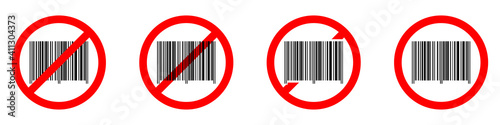 Barcode ban icon. Barcode is prohibited. Stop barcode icon. Vector illustration.