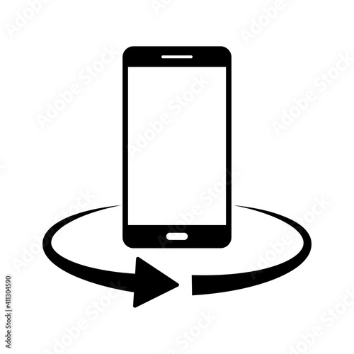 Phone rotation icon. 360 degree rotation. Vector smartphone icon.