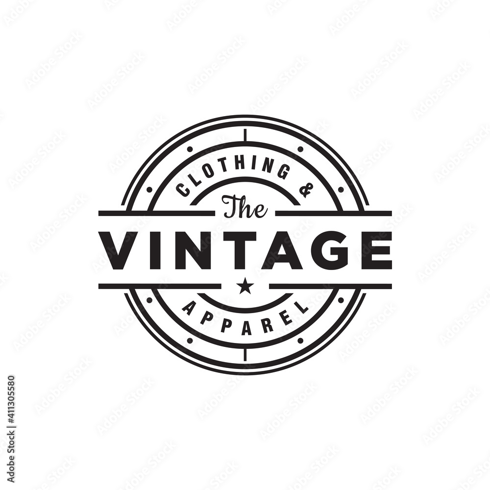 Cloth apparel vintage label silhouette or logo emblem stamp vector