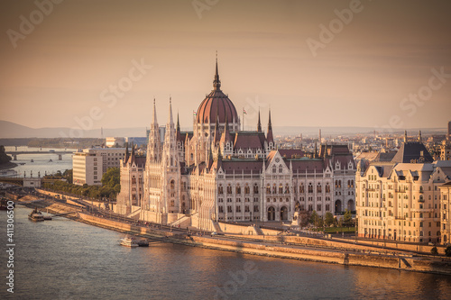 Parliament in Budapest at sunset, Hungary