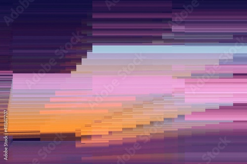 Modern background with dead pixel and bug, glitch and error signal. Optical distortion, overlapping geometric. It can be used for web design, printed products and visualization of music.