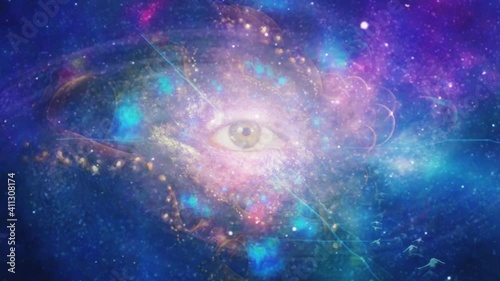 Eye in mystic cosmic fractal animation photo