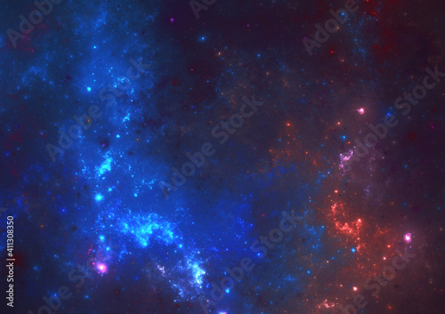 Colorful space background, stars and galactical clouds