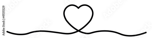 Hand-drawn single thin line heart