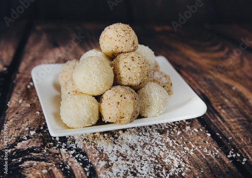 Fotografie picture of handmade sweet dessert on a wooden background