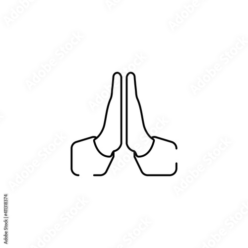 pray emoji, fingers gesture line art vector icon for apps and websites