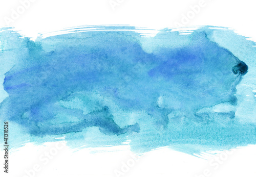 水色の水彩の筆の跡、背景素材、テクスチャ