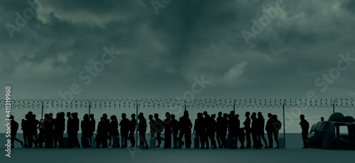 Картината върху платно Refugees and immigrants looking for a new life expectancy