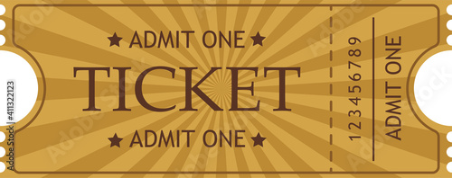 vintage ticket realistic Retro cinema and theatre entry Presentation party entrance  pass to exhibition Entertainment show and movie premium ticket isolated