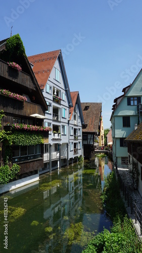 the Fischerviertel (old fishers' and tanners' quarter) in Ulm, Baden-Wurttemberg, Germany, May