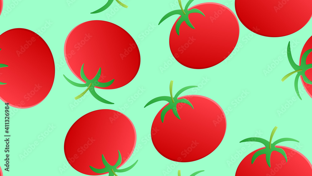 tomato on a green background illustration, pattern. appetizing tomato, fresh salad, healthy food. decor with tomatoes, wallpaper for kitchen, catering. round red tomatoes tomato on a green background illustration, pattern. appetizing tomato, fresh salad, healthy food. decor with tomatoes, wallpaper for kitchen, catering. round red tomatoes