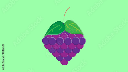 Bunch of wine grapes with leaf flat purple icon for food apps and websites