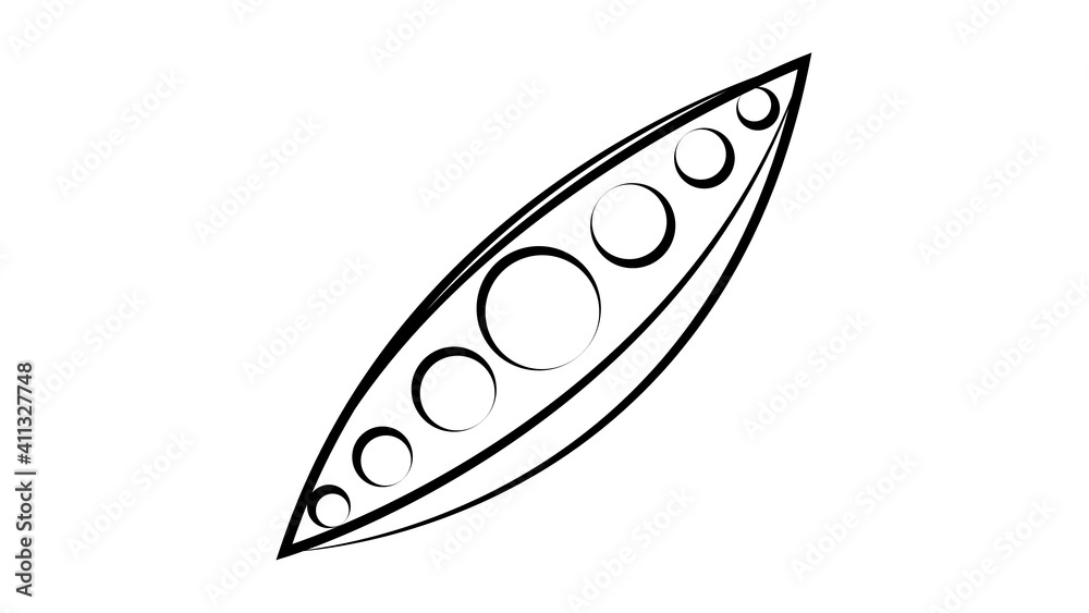 Black silhouette of peas. Illustration of a stylized edible plant. Bean plant