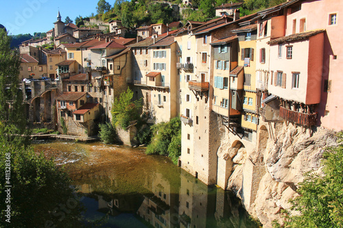 Pont-en-Royans, a charming and picturesque village in Vercors Regional Nature Park in the French alps © Picturereflex