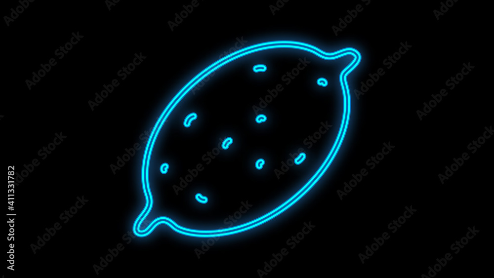 Lemon neon icon. Food blue neon illustration. Lemon neon icon on white background Lemon neon icon. Food blue neon illustration. Lemon neon icon on white background