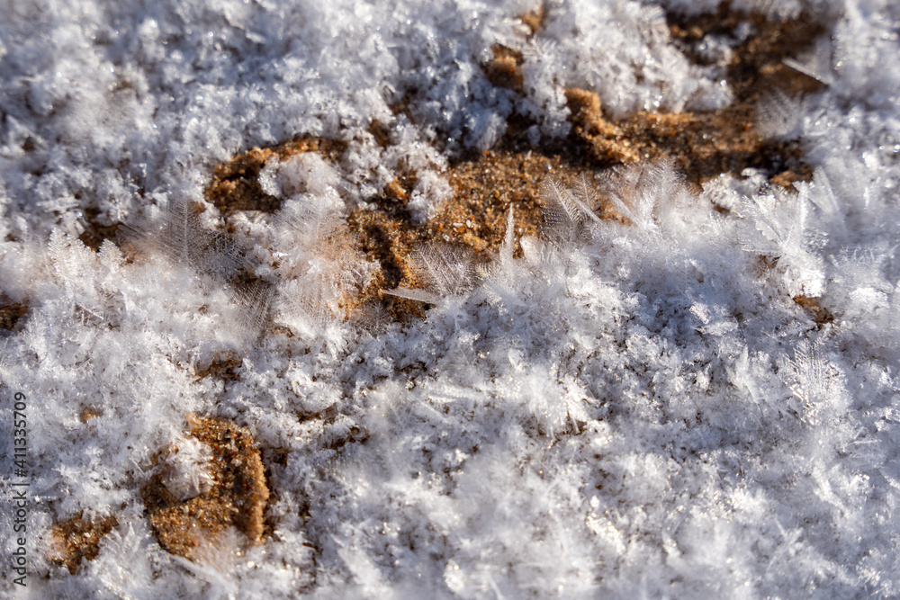 snowy snow with large snowflakes and close up it forms a beautiful pattern snowy snow with large snowflakes and close up it forms a beautiful pattern