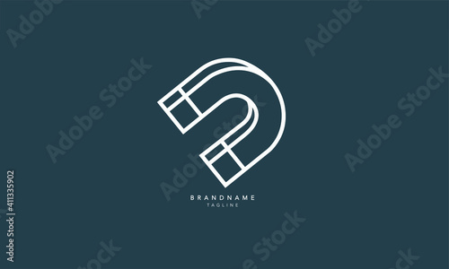 Line art Magnet logo. Magnetism Vector 