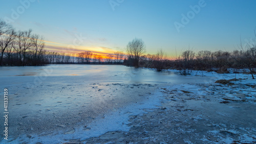 sunset over the Vistula River in the city of Plock © Micha