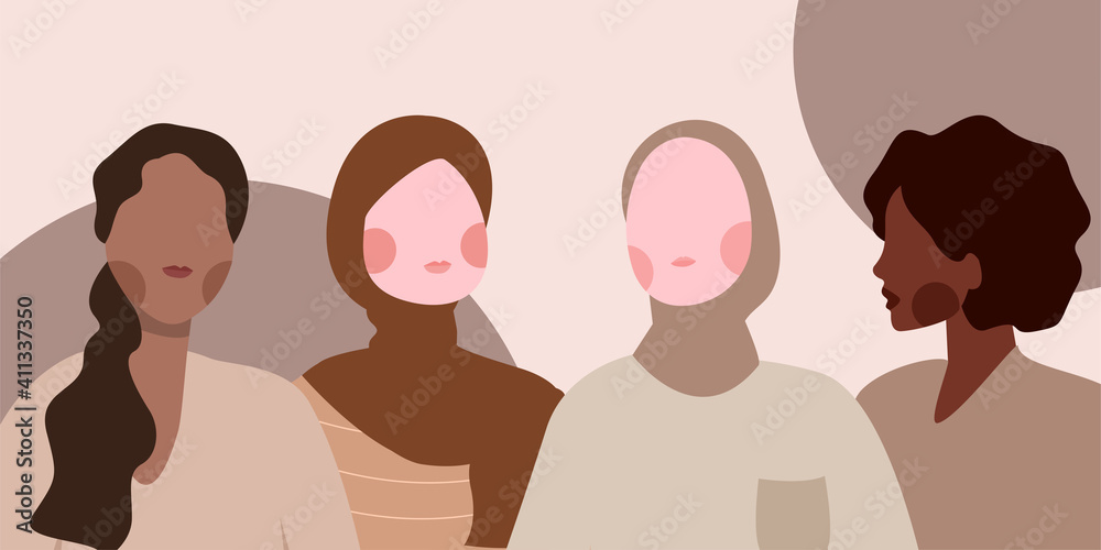Muslim woman. Women empowerment movement. International women's day graphic in vector. Muslim woman. Women empowerment movement. International women's day graphic in vector.