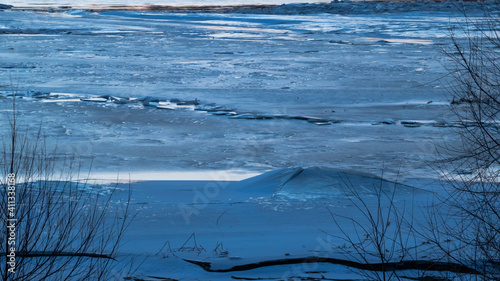 a broken floe on the river Vistula in city plock