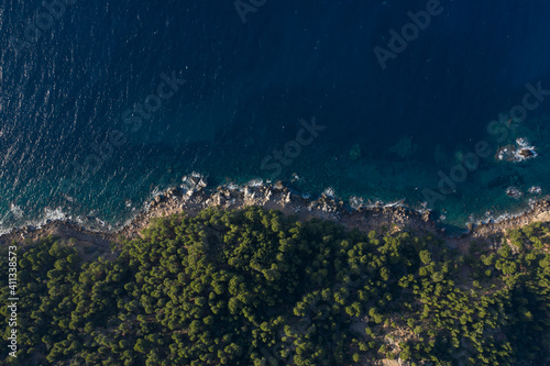 Top down photo of shore in Mallorca. photo