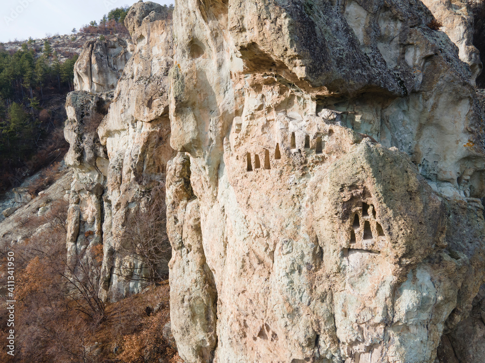 Aerial view of Ancient Thracian sanctuary Dazhdovnitsa, Bulgaria