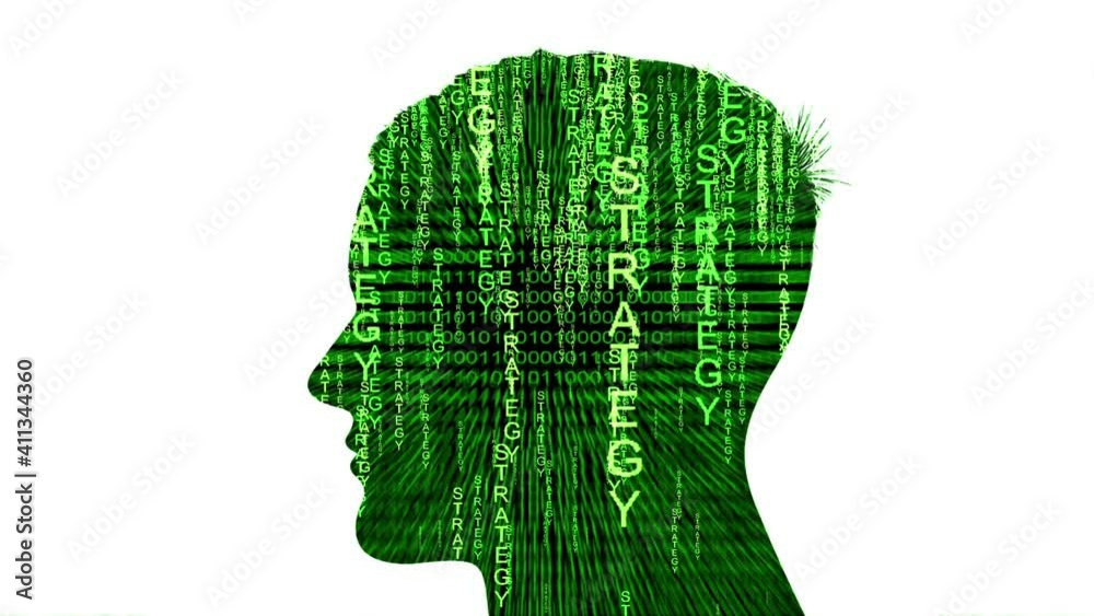 Silhouette of man strategy data concept Silhouette of man strategy data concept