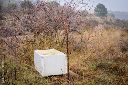 Foto refrigerators and polluting products dumped in the field