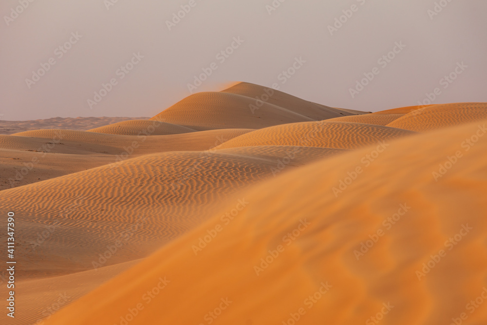 Sand dunes in the desert of Oman.